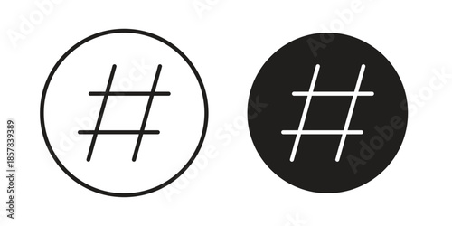 Hashtag icons. doodles vector. icon set in line strokes
