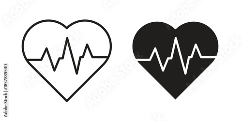 Heartbeat icons. doodles vector. icon set in line strokes