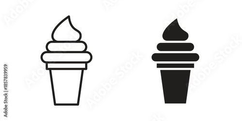 Ice cream icons. doodles vector. icon set in line strokes