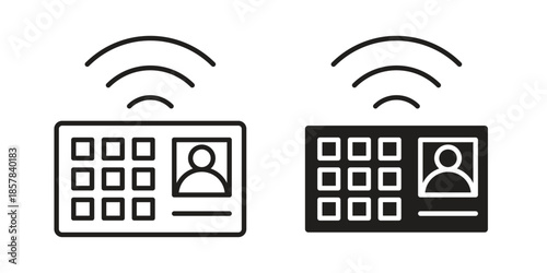 Interphone icons. doodles vector. icon set in line strokes