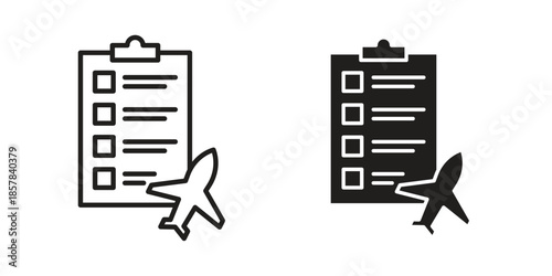 Itinerary icons. doodles vector. icon set in line strokes