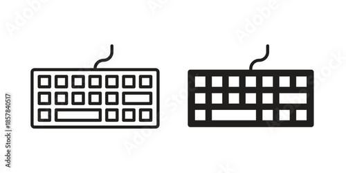 Keyboard icons. doodles vector. icon set in line strokes