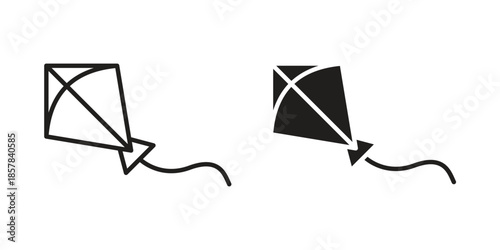 Kite icons. doodles vector. icon set in line strokes