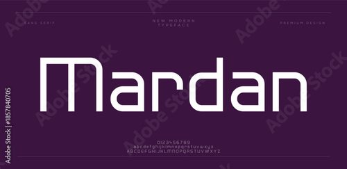 Mardan Minimal modern alphabet fonts. Typography minimalist neon urban digital fashion future creative logo font.