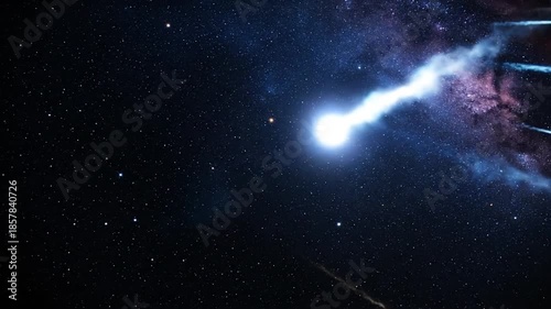 Meteor shower streaking across dark night sky