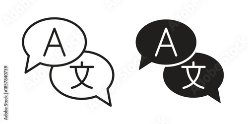 Language icons. doodles vector. icon set in line strokes