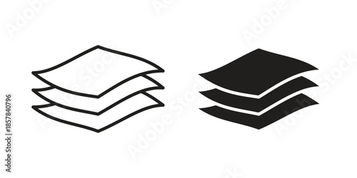 Layers icons. doodles vector. icon set in line strokes