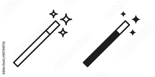 Magic wand icons. doodles vector. icon set in line strokes