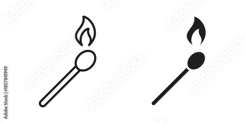 Matches icons. doodles vector. icon set in line strokes