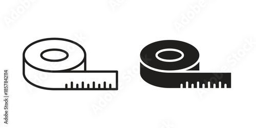 Meter tape icons. doodles vector. icon set in line strokes