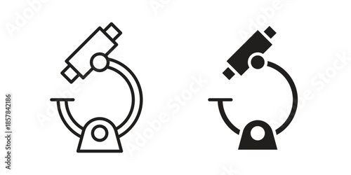 Microscope icons. doodles vector. icon set in line strokes