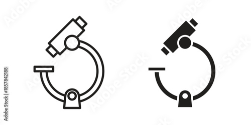 Microscope icons. doodles vector. icon set in line strokes