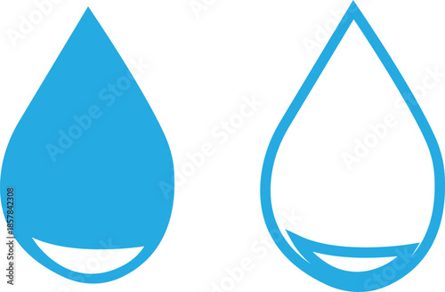 water drop ion icon set in flat and line style, liquid droplet and hydration symbol collection with aqua, fluid and moisture concepts, minimal monochrome vector graphic group