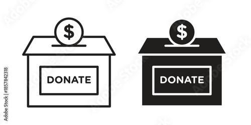 Money donation icons. doodles vector. icon set in line strokes
