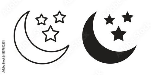 Moon icons. doodles vector. icon set in line strokes