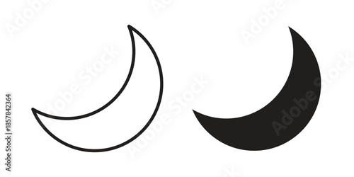 Moon icons. doodles vector. icon set in line strokes