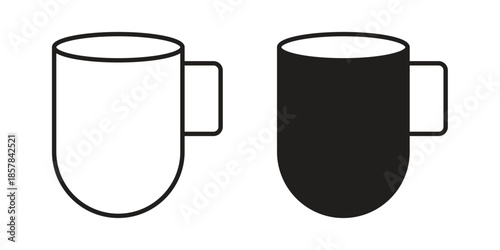Mug icons. doodles vector. icon set in line strokes