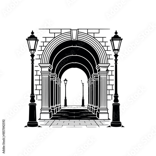 Archway with Street Lamps