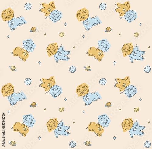 Seamless pattern space Ilhama among planets