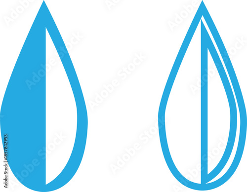 water drop ion icon set in flat and line style, liquid droplet and hydration symbol collection with aqua, fluid and moisture concepts, minimal monochrome vector graphic group