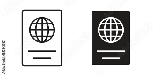 Passport icons. doodles vector. icon set in line strokes
