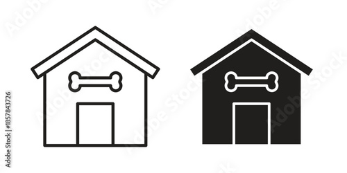 Pet house icons. doodles vector. icon set in line strokes