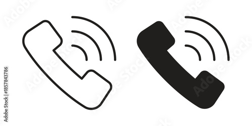 Phone call icons. doodles vector. icon set in line strokes