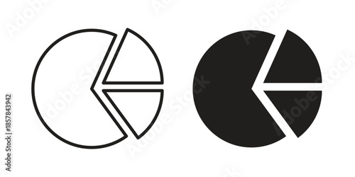 Pie chart icons. doodles vector. icon set in line strokes