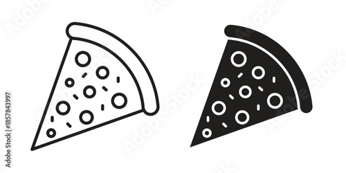 Pizza icons. doodles vector. icon set in line strokes