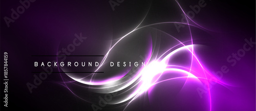 Abstract purple energy flows, bright lines, dark background. Modern design element, glowing curves, dynamic composition.