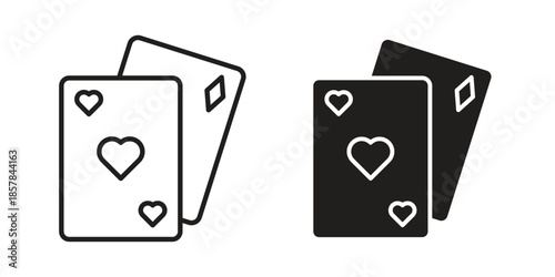 Playing cards icons. doodles vector. icon set in line strokes
