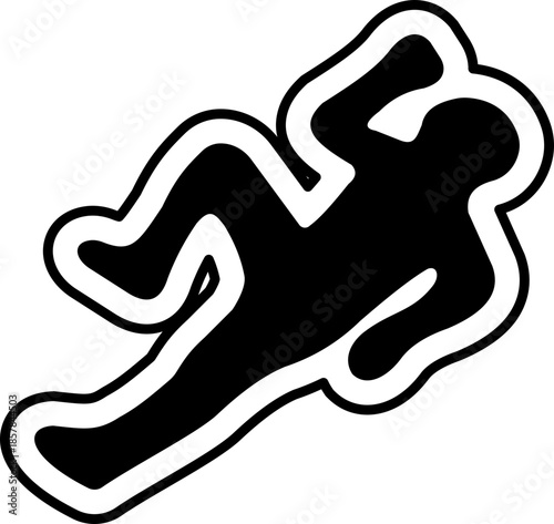 dead body icon of crime scene human silhouettes of flat vector symbols, add corpse, victim, murder, death, forensic illustration, black icon