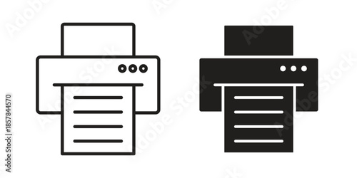 Print button icons. doodles vector. icon set in line strokes