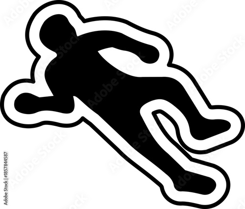 dead body icon of crime scene human silhouettes of flat vector symbols, add corpse, victim, murder, death, forensic illustration, black icon