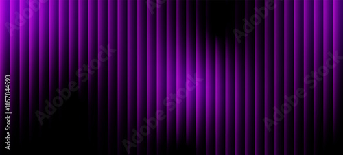 A vibrant purple gradient background with vertical lines and a dark shadow. Sharp ribbed distortion, cinematic glow; futuristic texture background, vector illustration.  