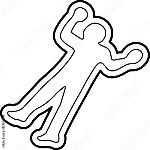 dead body icon of crime scene human silhouettes of line vector symbols, add corpse, victim, murder, death, forensic illustration, black icon