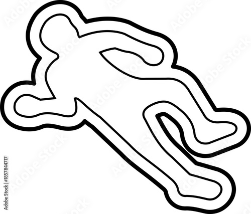 dead body icon of crime scene human silhouettes of line vector symbols, add corpse, victim, murder, death, forensic illustration, black icon