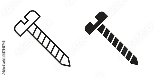 Screw icons. doodles vector. icon set in line strokes