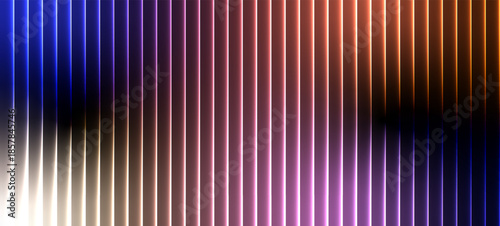 Gradient Abstract ripple texture blended with blue, orange, purple, pink, white, black tone background. Sharp ribbed distortion, cinematic glow; futuristic texture background, vector illustration.  