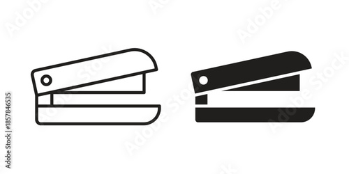 Stapler icons. doodles vector. icon set in line strokes