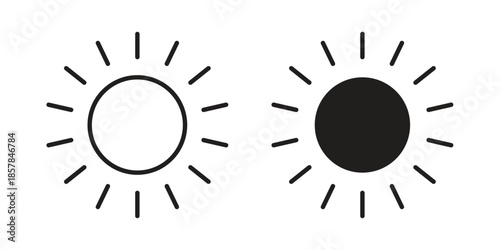 Sun icons. doodles vector. icon set in line strokes