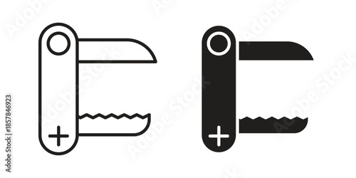 Swiss Knife icons. doodles vector. icon set in line strokes