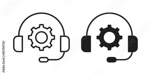 Technical support icons. doodles vector. icon set in line strokes