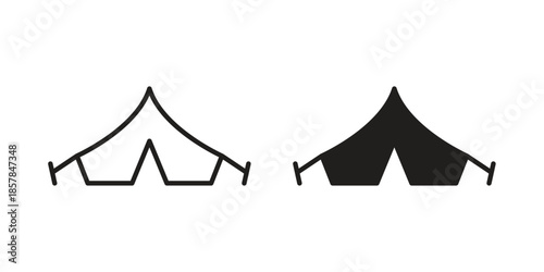 Tent icons. doodles vector. icon set in line strokes