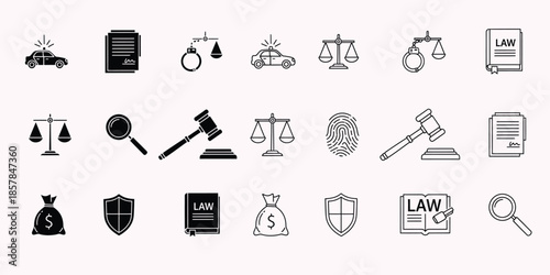 Law and Justice Icons Set for Legal Concepts