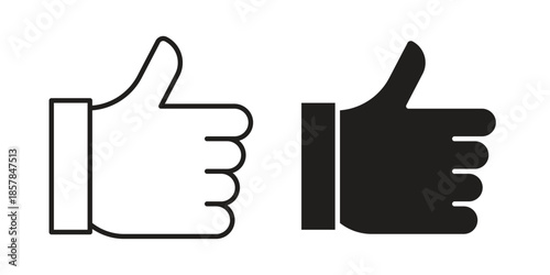 Thumb icons. doodles vector. icon set in line strokes