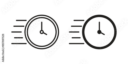 Time fast icons. doodles vector. icon set in line strokes