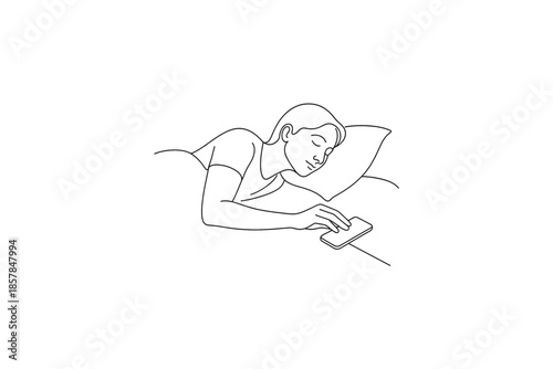 Person sleeping in bed with a smartphone next to them on the pillow