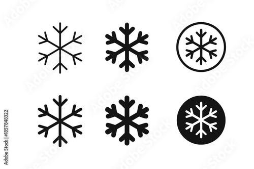 Collection of snowflake icons representing cold weather and freezing conditions