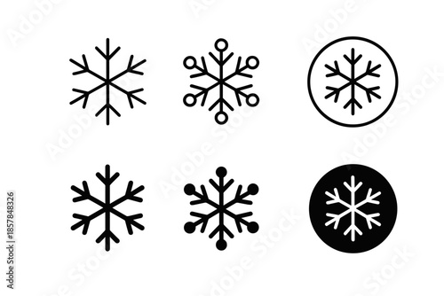 Collection of snowflake icons in various styles and formats for winter and cold weather themes